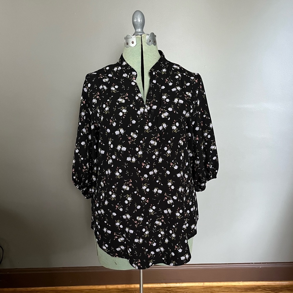 Black floral blouse size large